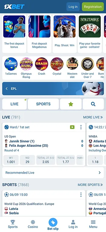 1xBet App Screenshot 1